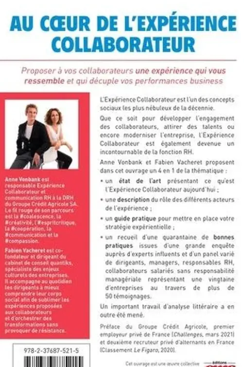 Au coeur de l'expérience collaborateur. Proposer à vos collaborateurs une expérience qui vous ressemble et qui décuple vos performances business, Fabien Vacheret