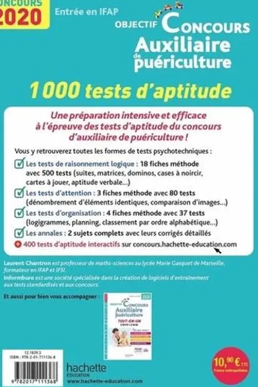 Auxiliaire de puériculture. 1000 tests d'aptitude, Edition 2020, Laurent Chantron