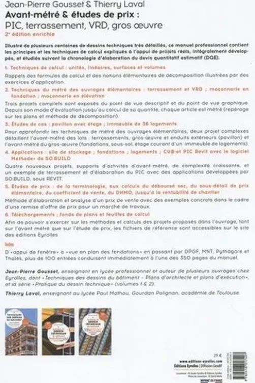 Avant-métré & études de prix. PIC, terrassement, VRD, gros oeuvre, 2e édition, Jean-Pierre Gousset