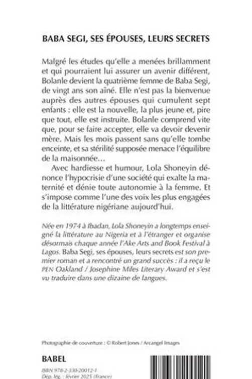 Baba Segi, ses épouses, leurs secrets, Lola Shoneyin