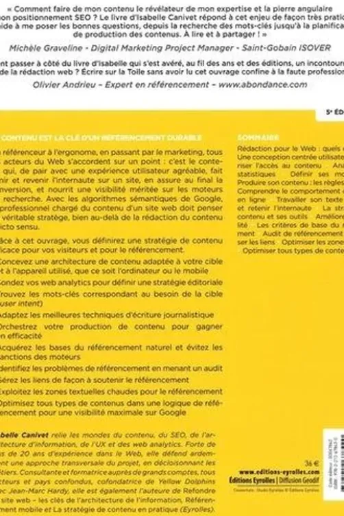 Bien rédiger pour le web. Stratégie de contenu pour ameliorer son référencement, 5e édition, Isabelle Canivet