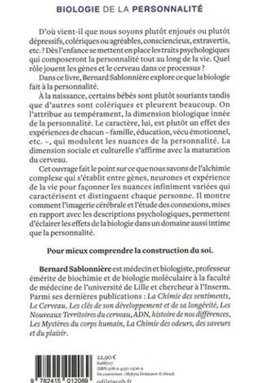 Biologie de la personnalité. La construction de soi, Bernard Sablonnière