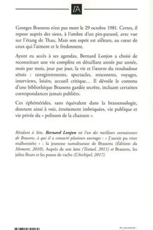 Brassens l'enchanteur. Une vie au jour le jour, Bernard Lonjon