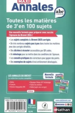 Brevet 3e toutes les matières Maxi Annales. 100 sujets (dont Brevet 2025), Edition 2026, Carole Feugère