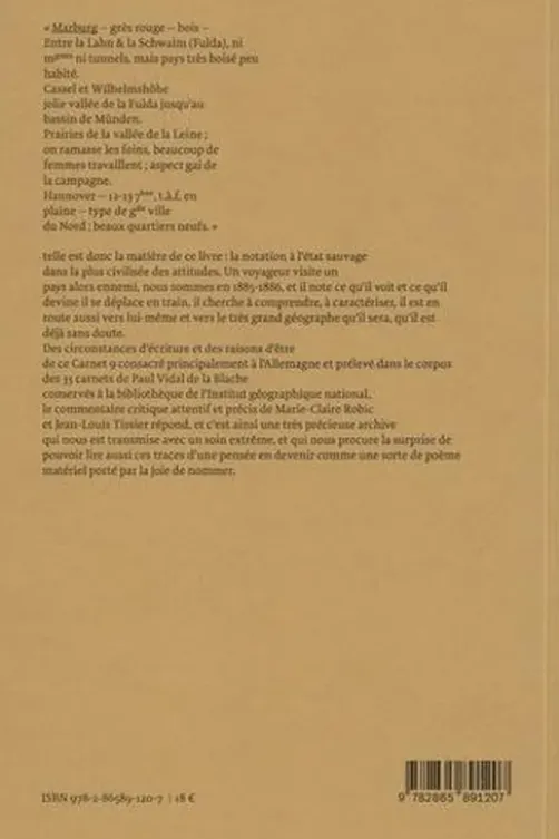 Carnet 9. Allemagne & Varia, Paul Vidal de La Blache