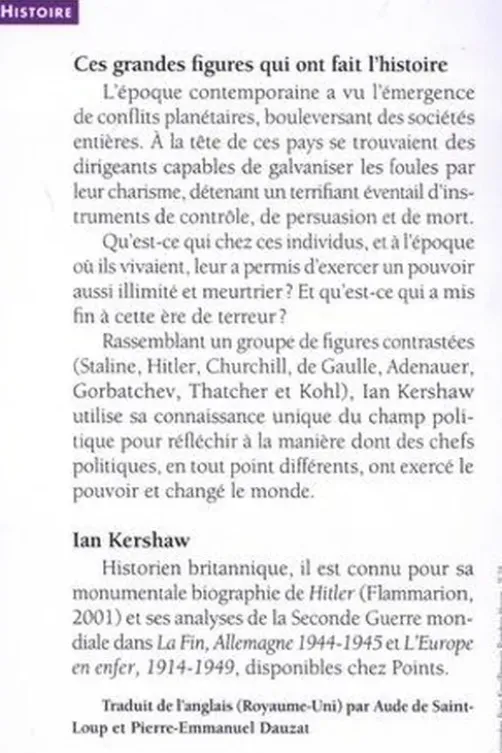 Ces grandes figures qui ont fait l'histoire. Charisme et politique au XXe siècle, Ian Kershaw