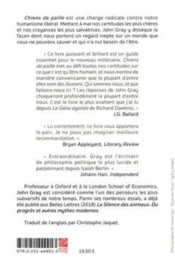 Chiens de paille. Réflexions sur les humains et autres animaux, John Gray