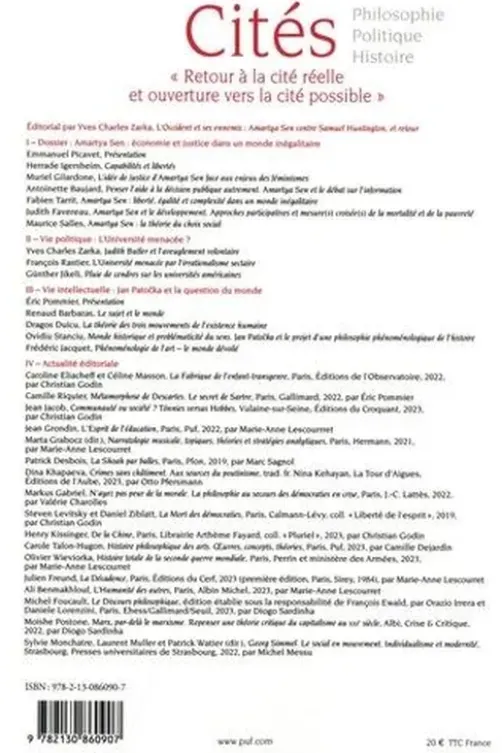 Cités N° 98/2024 : Amartya Sen : économie et justice dans un monde inégalitaire, Christian Godin