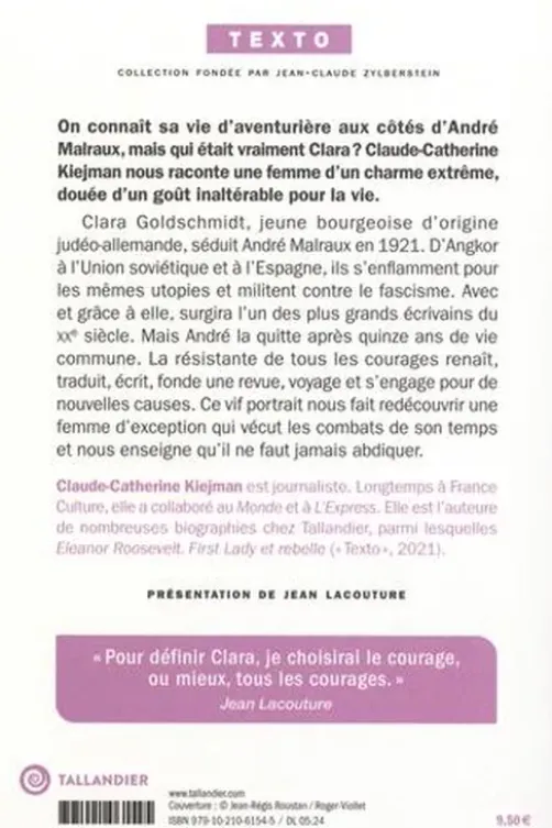 Clara Malraux, l’aventureuse, Claude-Catherine Kiejman