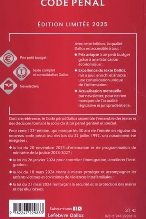 Code pénal annoté. Edition limitée, Edition 2025, Yves Mayaud