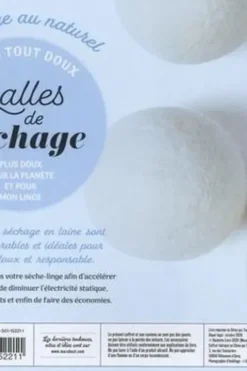 Coffret Balles de séchage. Tout doux le linge avec 3 balles de séchage en laine, Lisa Butterworth