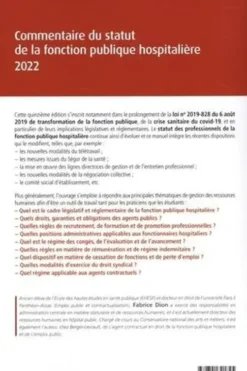 Commentaire du statut de la fonction publique hospitalière. 15e édition, Fabrice Dion