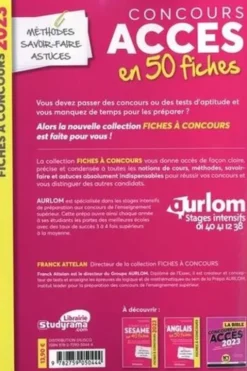Concours Accès en 50 fiches. Méthodes, savoir-faire et astuces, Edition 2023, Franck Attelan