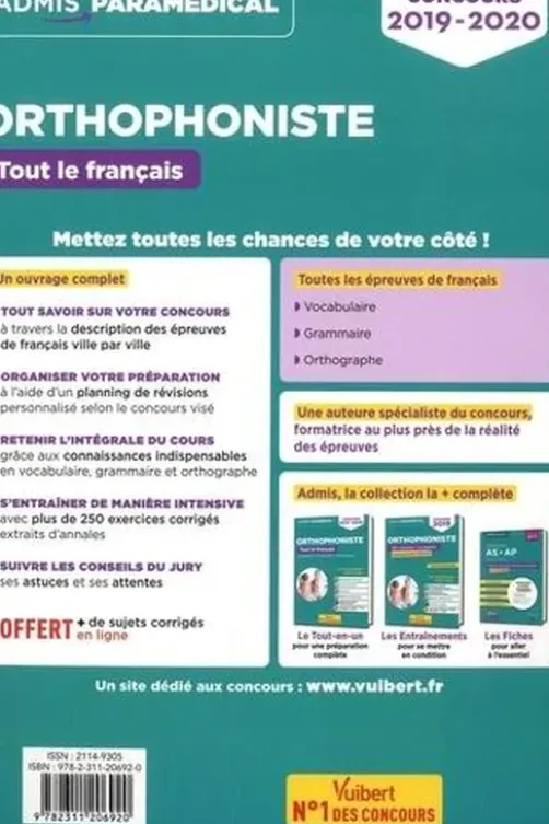 Concours orthophoniste tout le français. Vocabulaire, Grammaire, Orthographe, Edition 2019-2020, Dominique Dumas