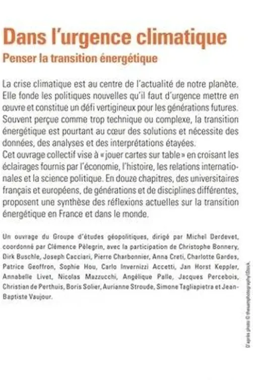 Dans l'urgence climatique. Penser la transition énergétique, Michel Derdevet