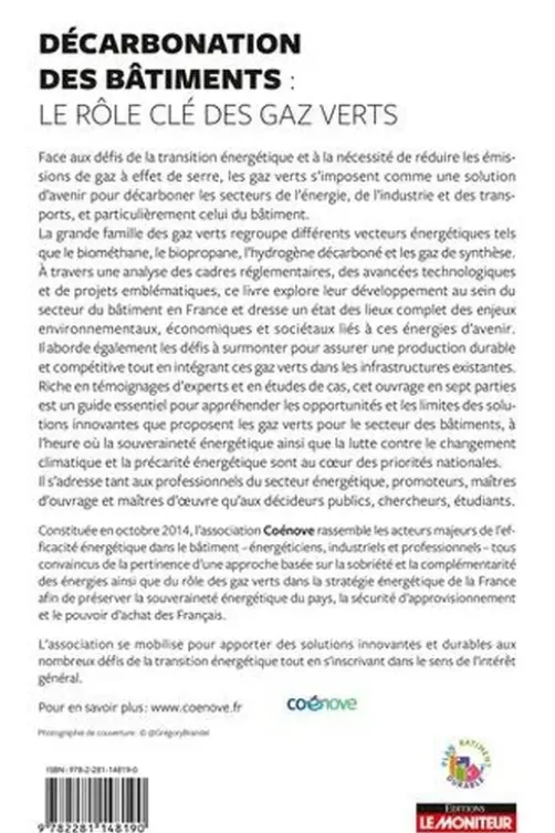 Décarbonation des bâtiments. Le rôle des gaz verts, Coénove