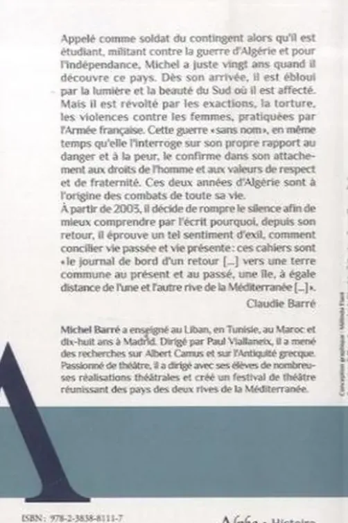 De la guerre revient-on jamais ?. Carnets d'un appelé en Algérie, Michel Barré