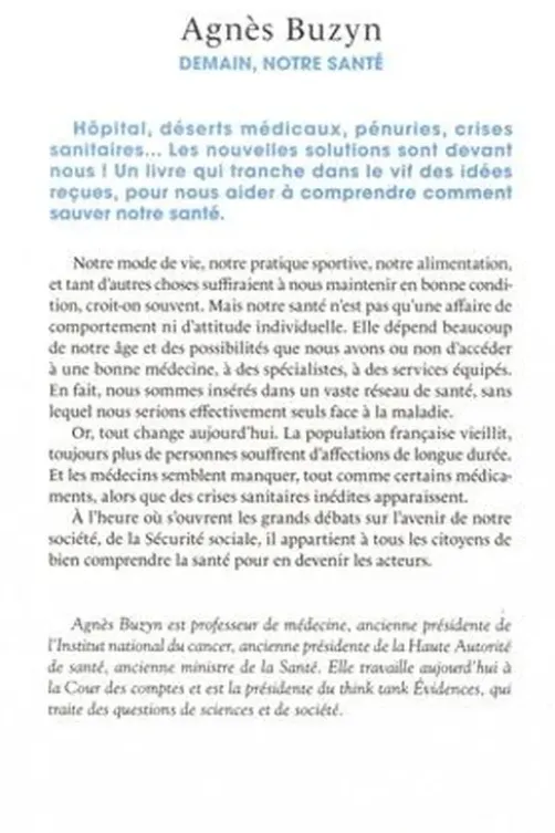 Demain, notre santé, Agnès Buzyn
