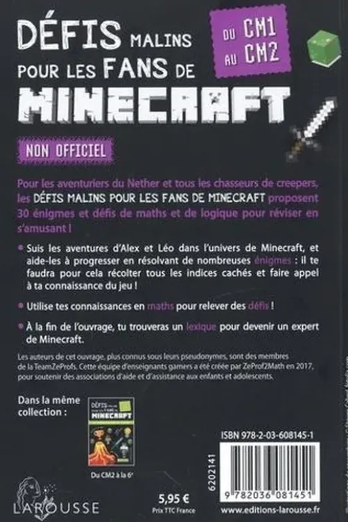 Défis malins pour les fans de Minecraft. Du CM1 au CM2, François Lecellier