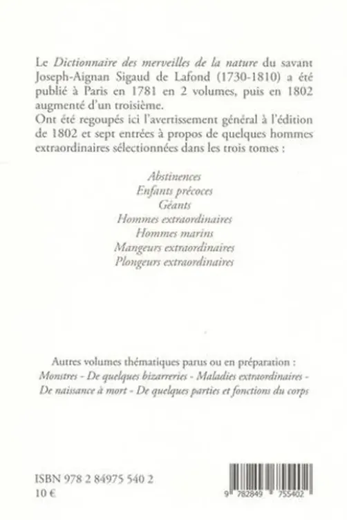 Dictionnaire des merveilles de la nature. Hommes extraordinaires, Joseph-Aignan Sigaud de Lafond