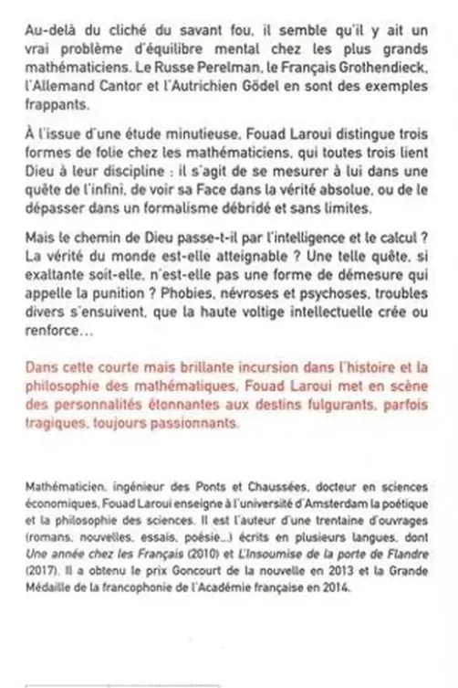 Dieu, les mathématiques, la folie, Fouad Laroui