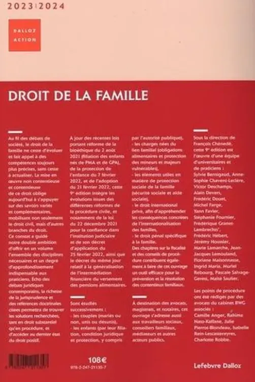 Droit de la famille. Edition 2023-2024, François Chénedé