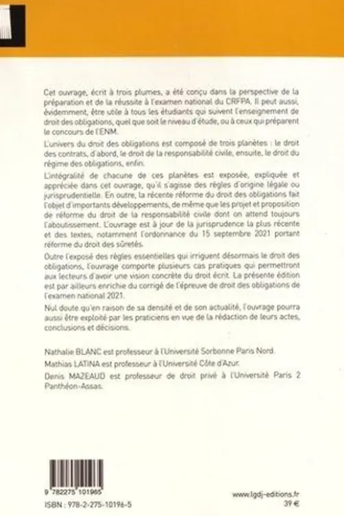 Droit des obligations. Edition 2022, Nathalie Blanc