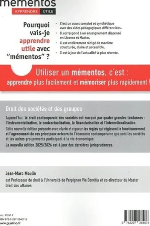 Droit des sociétés et des groupes. Edition 2025-2026, Jean-Marc Moulin