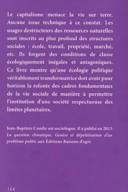 Ecolos, mais pas trop... Les classes sociales face à l'enjeu environnemental, Jean-Baptiste Comby