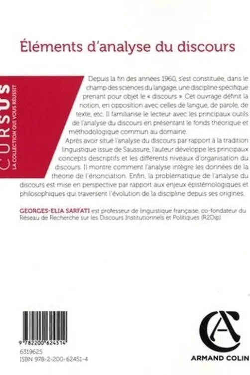 Eléments d'analyse du discours. 3e édition, Georges-Elia Sarfati