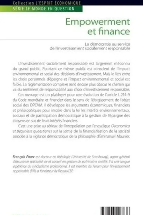 Empowerment et finance. La démocratie au service de l'investissement socialement responsable, François Faure