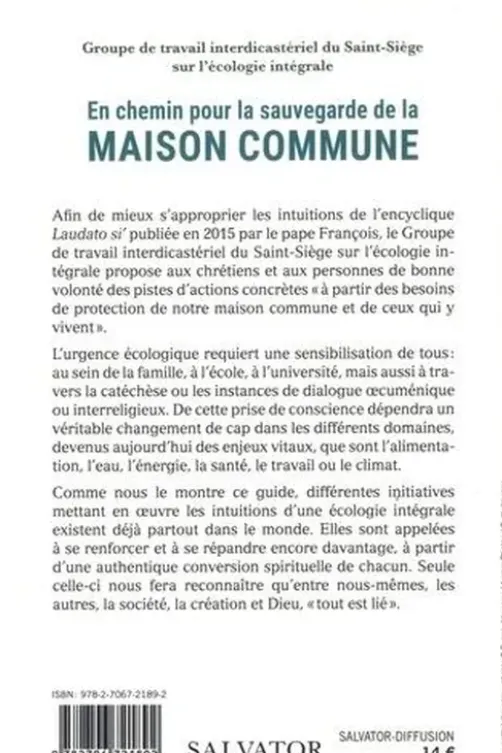 En chemin pour la sauvegarde de la Maison commune. Dans le sillage de Laudato si', Groupe de travail Saint-Siège