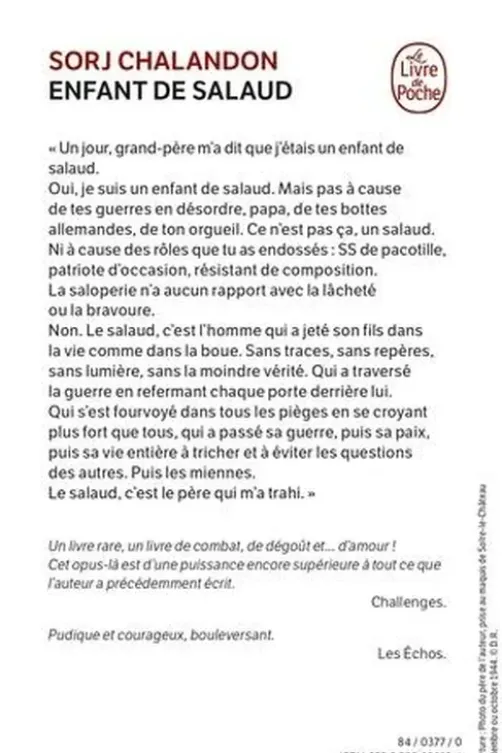 Enfant de salaud, Sorj Chalandon