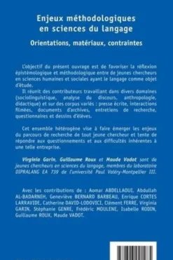 Enjeux méthodologiques en sciences du langage. Orientations, matériaux, contraintes, Virginia Garin