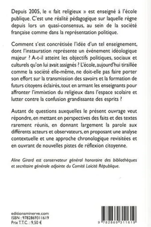 Enseigner le fait religieux à l'école : une erreur politique ?, Aline Girard