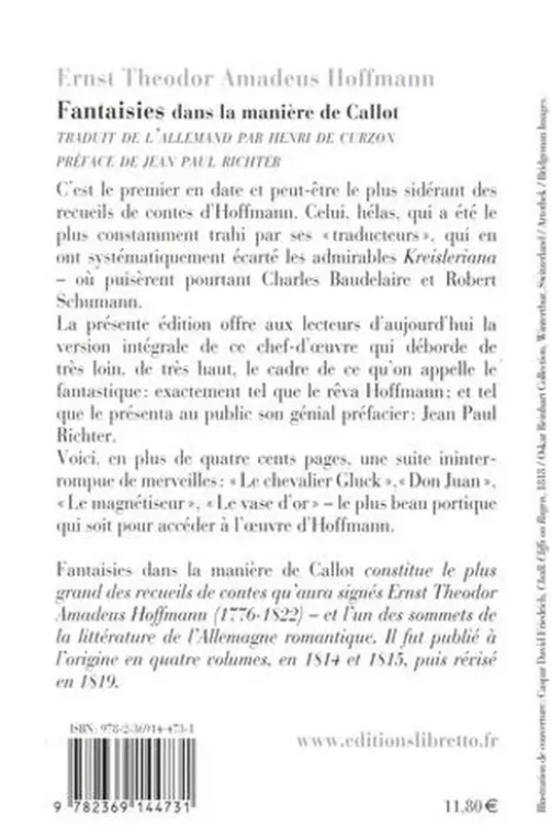 Fantaisies. Dans la manière de Callot, Ernst Theodor Amadeus Hoffmann
