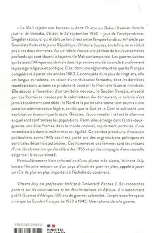 Histoire contemporaine du Mali. Des guerres saintes à l'indépendance, Vincent Joly