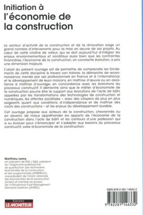 Initiation à l'économie de la construction, Matthieu Lamy