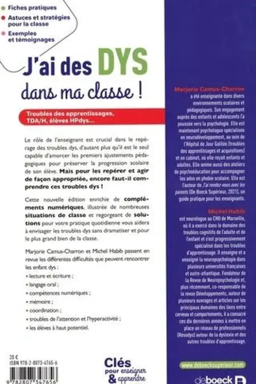J'ai des DYS dans ma classe ! Trouble des apprentissages, TDA/H, élèves HPdys... 2e édition, Marjorie Camus-Charron