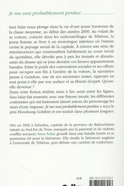Je me suis probablement perdue, Sara Salar