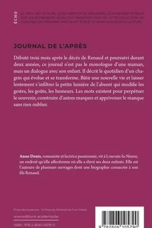 Journal de l'après. Survivre à la mort de son enfant, Anne Denis