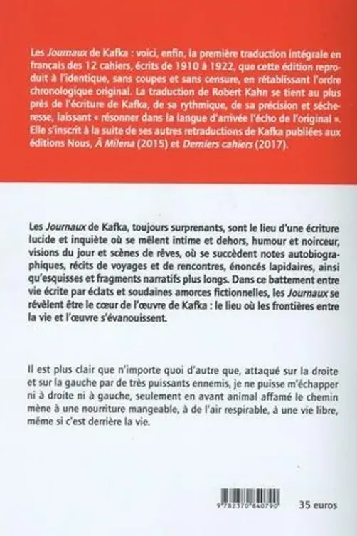 Journaux, Franz Kafka