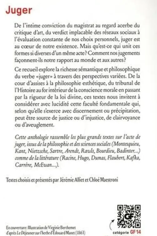 Juger. Introduction, choix de textes, commentaires, glossaire et bibliographie, Edition 2025-2026, Jérémie Alliet