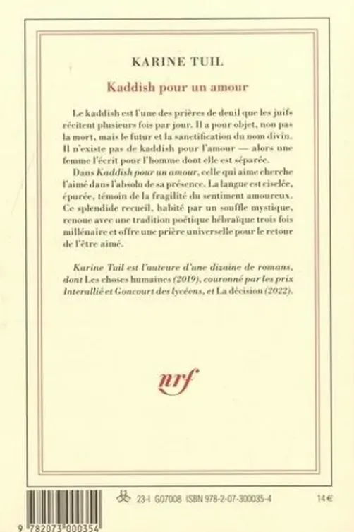 Kaddish pour un amour, Karine Tuil