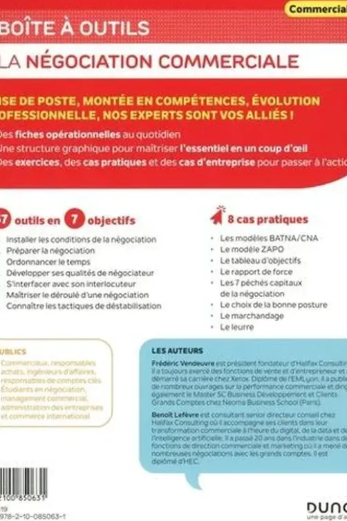 La boîte à outils de la négociation commerciale, Frédéric Vendeuvre