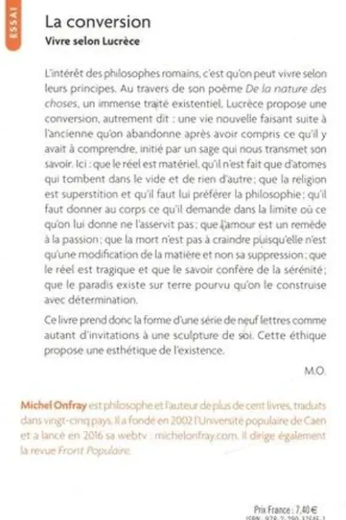 La conversion. Vivre selon Lucrèce, Michel Onfray