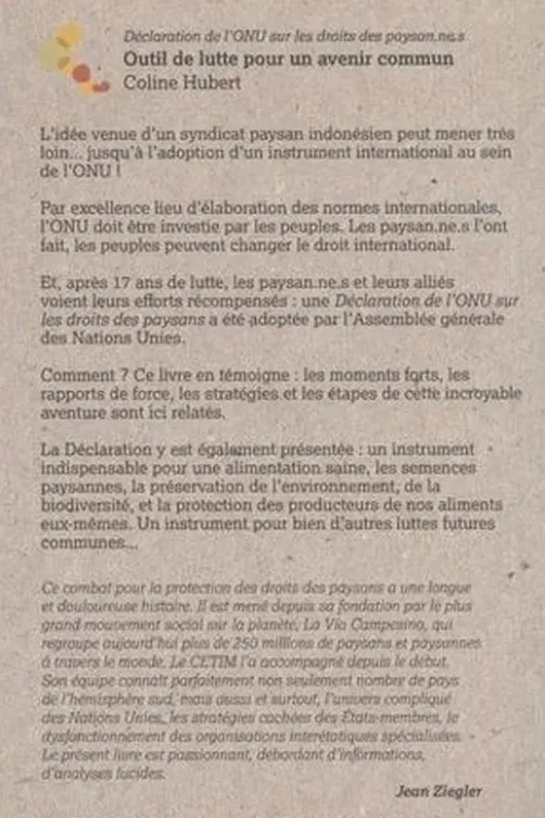 La Déclaration de l'ONU sur les droits des paysan.ne.s. Outil de lutte pour un avenir commun, Coline Hubert