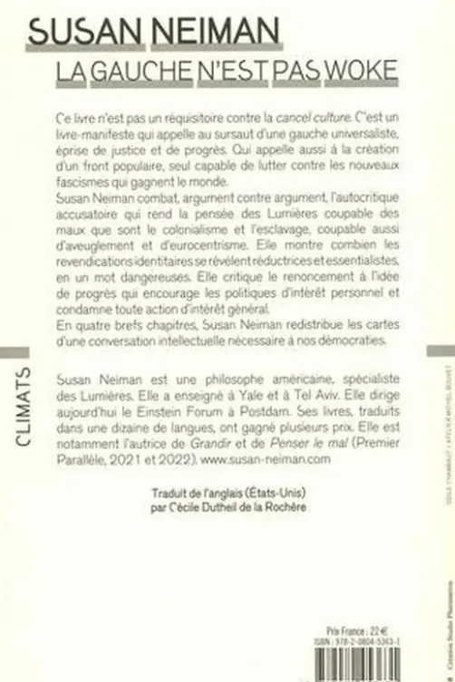 La gauche n'est pas woke, Susan Neiman