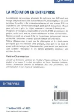 La médiation en entreprise, Valérie Ohannessian