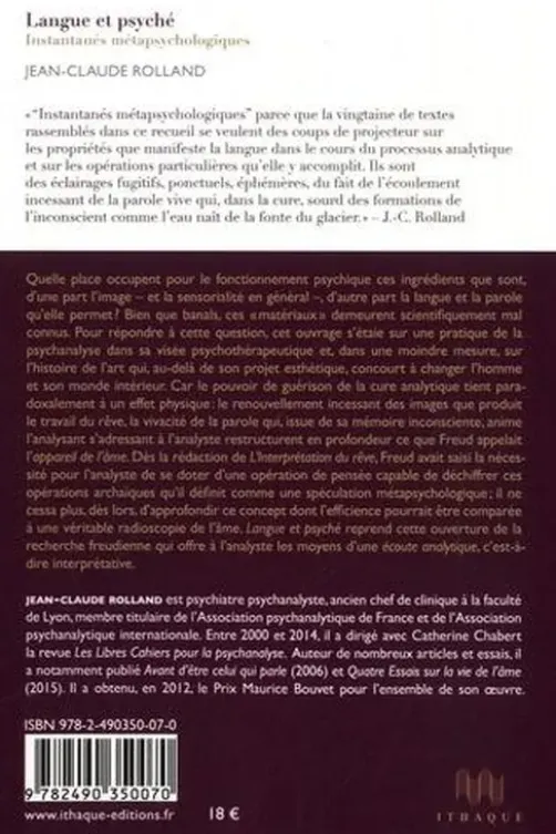 Langue et psyché. Instantanés métapsychologiques, Edition, Jean-Claude Rolland